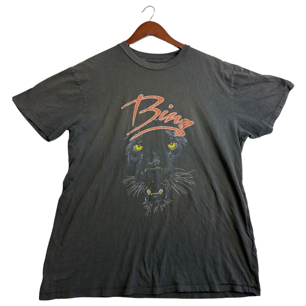 ANINE BING Bing Panther World Tour 2012 T Shirt Gray Organic Cotton Size L
